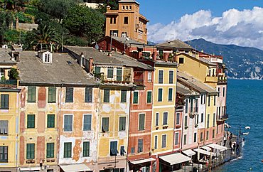 Houses on the seafront, Portofino, Liguria, Italy