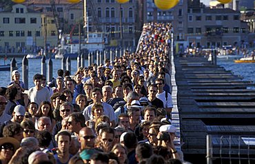 Bridge crossing, Redentore feast, Venice, Veneto, Italy