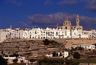 View of the village with the "Casedde", Locorotondo, Val d'Itria, Puglia, Italy