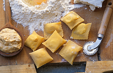 Bruss cheese, ravioli with Bruss cheese, Racconigi, Piedmont, Italy