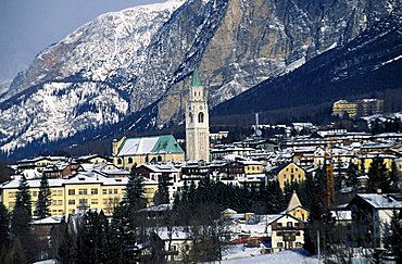 Panoramic view, Cortina d'Ampezzo, Veneto, Italy.