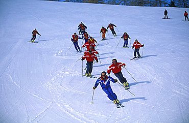 Skiing school, Pila, Valle d'Aosta, Italy