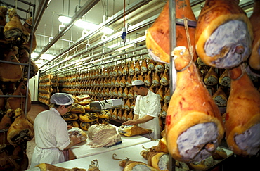 Preparation of ham, Prosciuttificio Unibon, Langhirano, Emilia Romagna, Italy