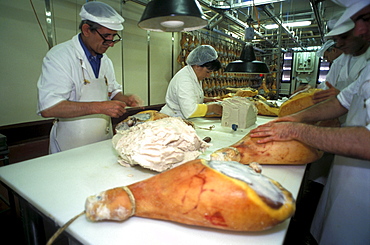 Preparation of ham, Prosciuttificio Unibon, Langhirano, Emilia Romagna, Italy