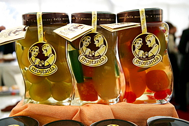 Italian sweet fruit pickles, Fiera del Gusto, Merano, Trentino Alto Adige, Italy