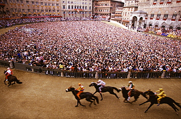 Piazza del Campo during the Palio, Siena, Tuscany, Italy 