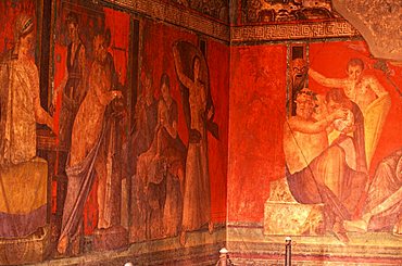 Frescoes in the Villa dei Misteri, Pompei, Campania, Italy 