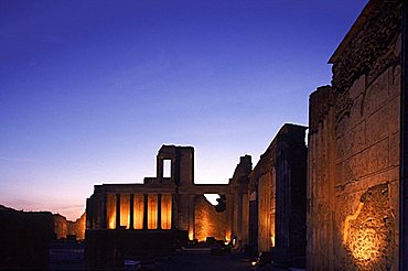 Basilica at dusk, Pompei, Campania, Italy