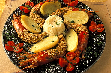 Crayfishes with sesame, Antica Focacceria restaurant, Palermo, Sicily, Italy