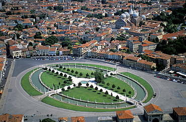 Prato della Valle aerial view, Padua, Veneto, Italy