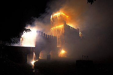 The burning of the tower, Montagnana,  Veneto, Italy