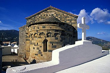 Church of the Trinity inside Aregno cemetery, Santa Reparata di Balagna district, Corsica island, France, Europe 