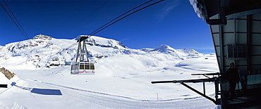 Chair lift departure to Plateau Rosa, Breuil Cervinia, Val Tournenche, Valle d'Aosta, Italy