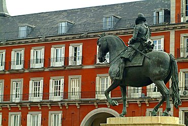 Statue of Philip III in Plaza Mayor, Madrid, Spain, Europe