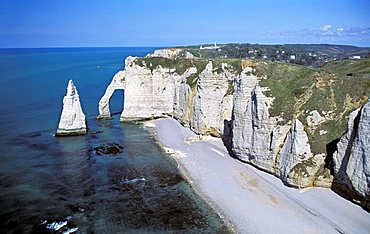 The cliff and Manneport natural arch in Étretat, Normandy, France, Europe