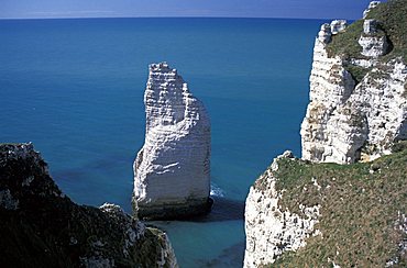 The cliff and the spire in Étretat, Normandy, France, Europe