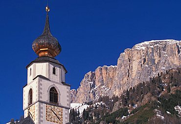 Bell tower, San Cassiano, Val Badia, Trentino Alto Adige, Italy