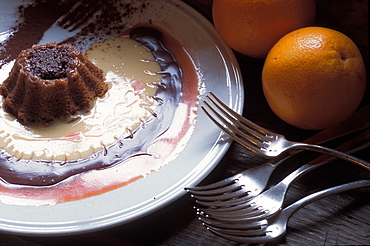 Gianduia, chocolate and orange flan, Valpelline, Valle  d'Aosta, Italy