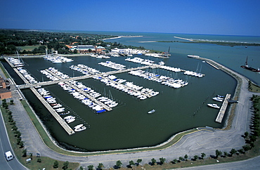 Aerial view of Albarella Island, Veneto, Italy