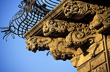 Baroque balcony, Acireale, Sicily, Italy