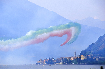 Frecce Tricolori national acrobatic patrol, Varenna, Lombardy, Italy