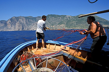 Francesca I fishing boat, Marettimo island, Egadi islands, Sicily, Italy