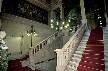 Flight of steps, Loggia palace, Brescia, Lombardy, Italy.