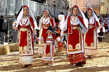 Typical clothes, Sartiglia feast, Oristano, Sardinia, Italy, Europe