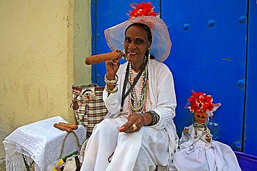 Woman in traditional clothes, Havana, Cuba, West Indies, Central America