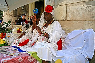 Women in traditional clothes, Havana, Cuba, West Indies, Central America 