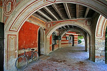 Porch, Grazzano Visconti, Emilia Romagna, Italy, Europe