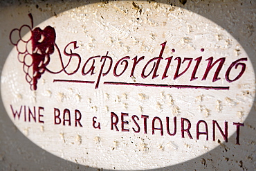 Sapordivino sign, Grand Hotel Continental, Siena, Tuscany, Italy