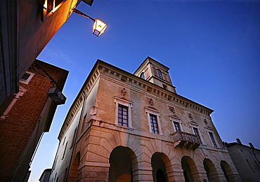 Historical centre, Palazzo Ducale at the dusk, Sabbioneta, Mantua, Lombardy, Italy 