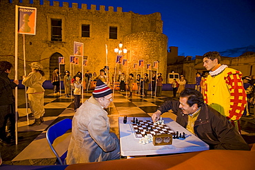 A game of chess, Roccavaldina, Sicily, Italy 