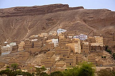 Village view, Al Hajjarain, Wadi Doan, Yemen, Middle East  