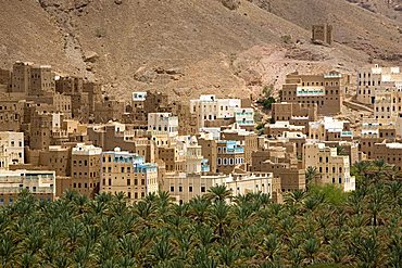 Village view, Al Hab, Wadi Doan, Yemen, Middle East  