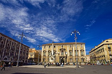 Fountain of the elephant, Duomo square, Catania, Sicily, Italy, Europe