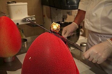 Decoration, Easter egg preparation, Bar Centrale, Lecco, Lombardy, Italy