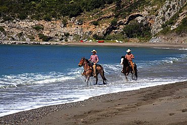 Excursion with horse, Castrocucco beach, Maratea, Basilicata, Italy 