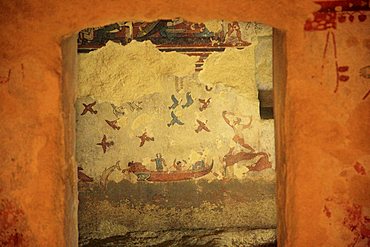 Fishing and Hunting tomb, Archaeological Site, Tarquinia, Lazio, Italy