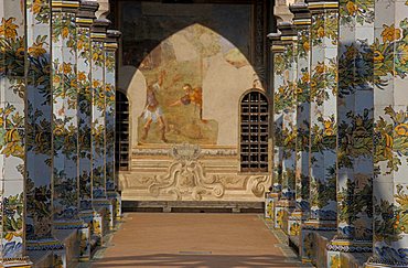 Cloister in Santa Chiara convent, Naples, Campania, Italy