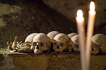 Ossuary of Santo Spirito church, Campagna village, Picentini mountains, Salerno, Campania, Italy, Europe