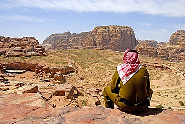 Guard, archaeological site of Petra, Jordan, Middle East