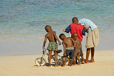Group of children on the beach, Punta Cana, Dominican Republic, West Indies, Central America