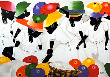 Caribbean traditional painting, Punta Cana, Dominican Republic, West Indies, Central America