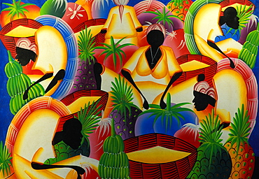 Caribbean traditional painting, Punta Cana, Dominican Republic, West Indies, Central America