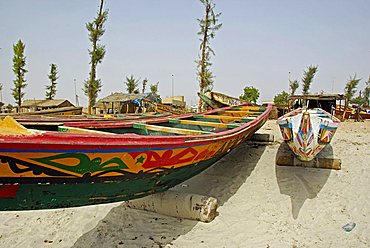 Pirogue fishing boat, Joal-Fadiouth, Republic of Senegal, Africa