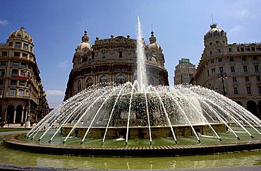 Piazza De Ferrari and its fountain, Genoa, Ligury, Italy