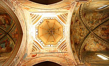 Fresco ceiling, Abbazia di Chiaravalle abbey, Chiaravalle Milanese, Lombardy, Italy, Europe