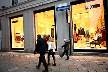 Moschino fashion shop, Via della Spiga street, Milan, Lombardy, Italy, Europe